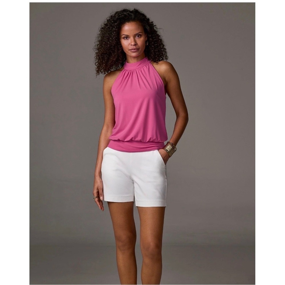 Boston Proper Twill Pull-On Five-Inch Short 16‎ White Pockets Stretch Casual